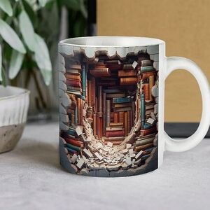 3D Bookshelf Mug
